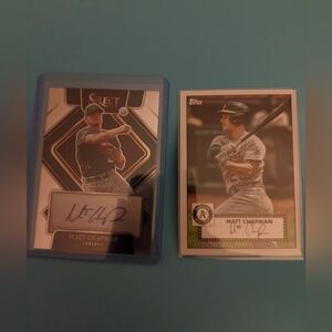 Two! Autographed Matt Chapman cards. 2021 Topps series one, 2022 Panini